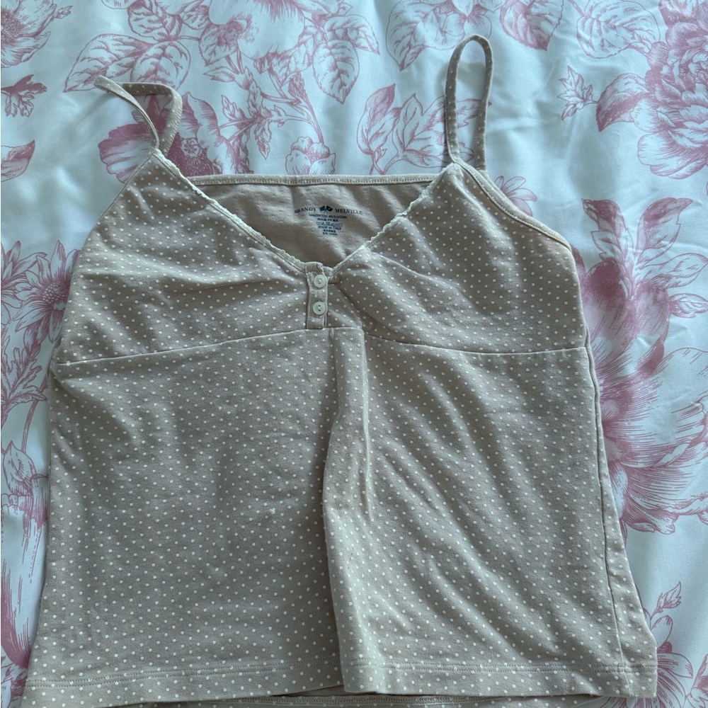 Brandy Melville Beige Polka Dot Camisole